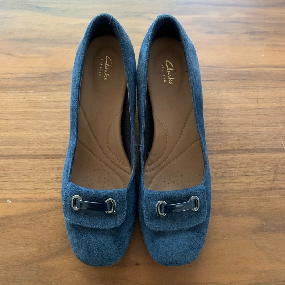 Navy suede block heels!